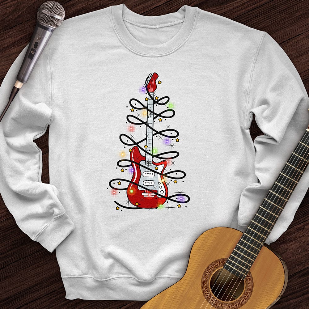 Printify Sweatshirt White / S Guitar Christmas Lights Crewneck