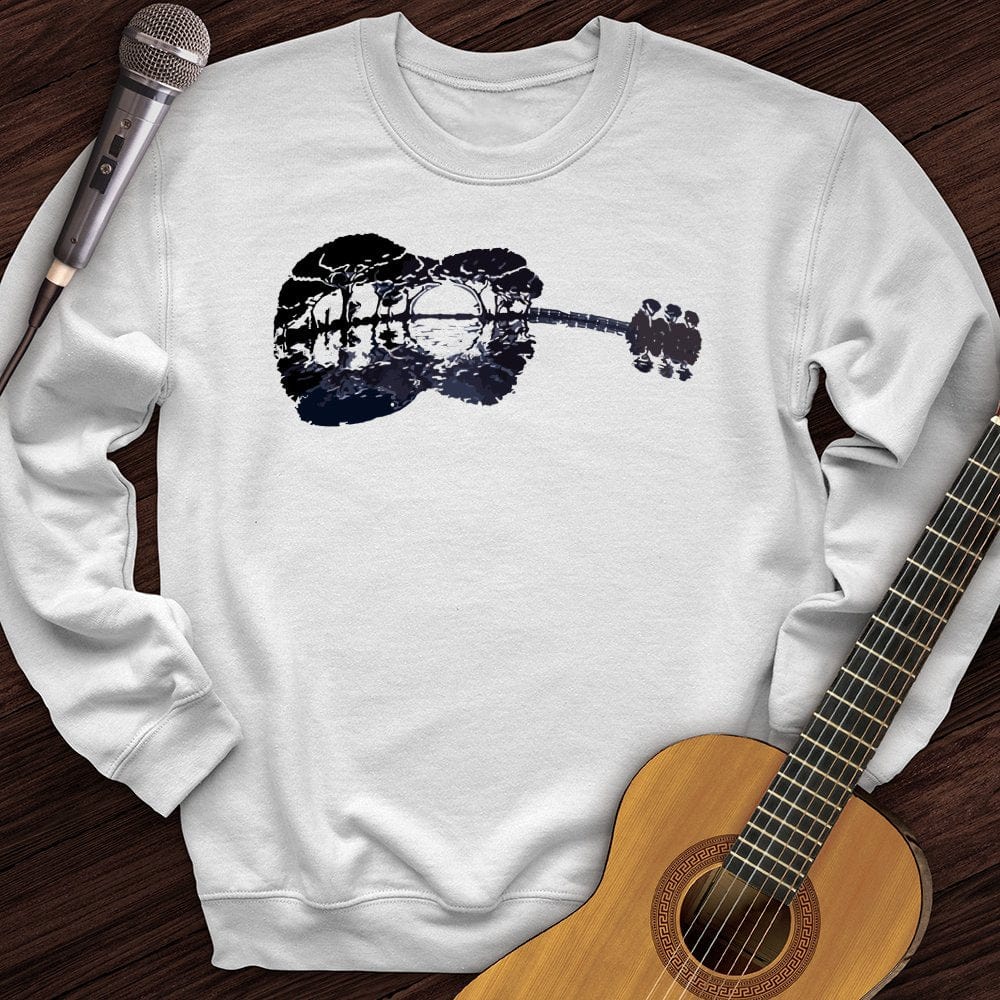 Printify Sweatshirt White / S Guitar Moonrise Crewneck