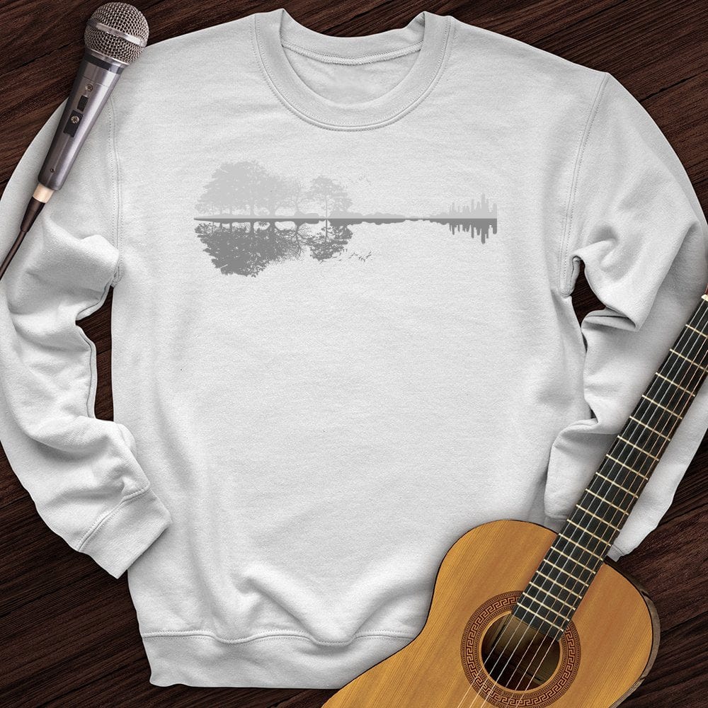 Printify Sweatshirt White / S Guitar Reflection Crewneck