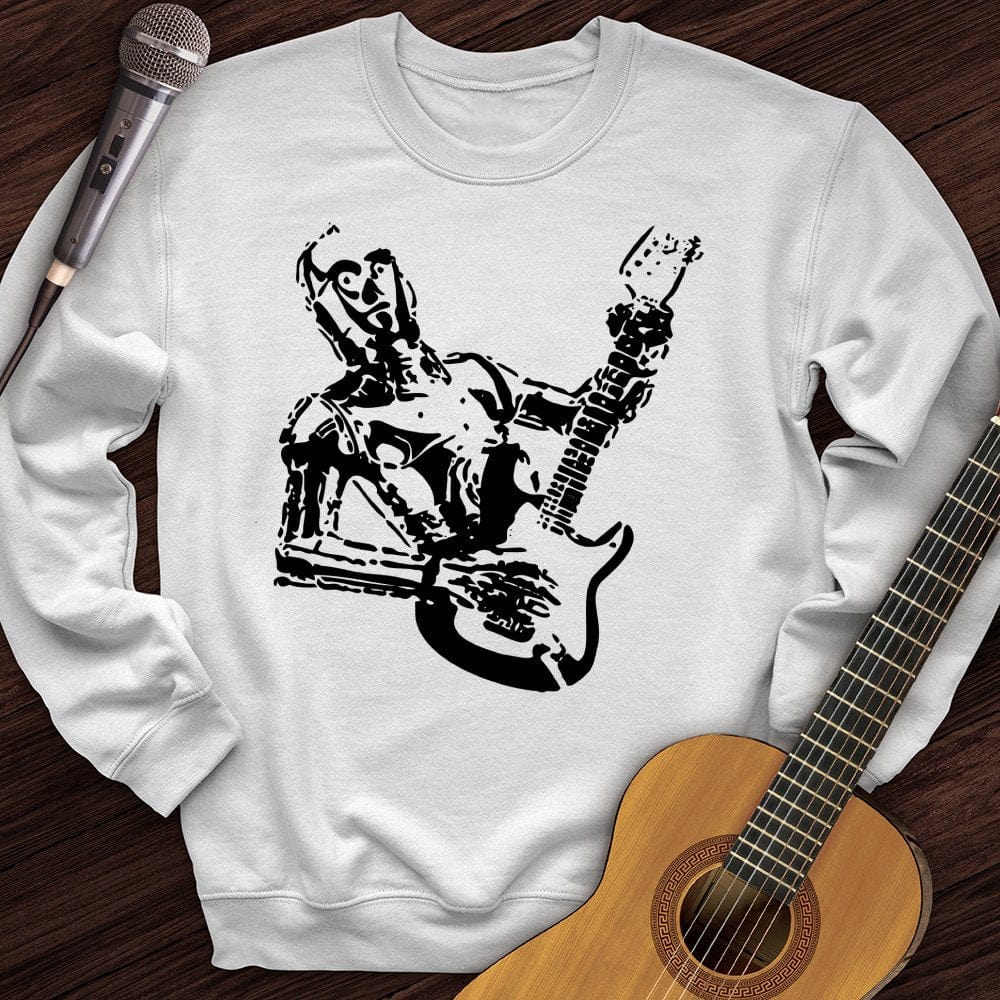 Printify Sweatshirt White / S Guitar Robot Crewneck