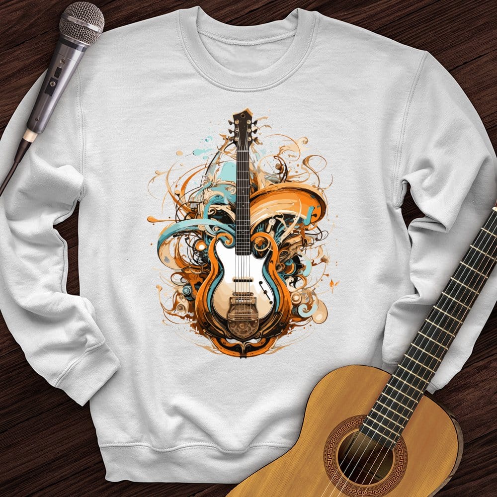 Printify Sweatshirt White / S Guitar Steampunk Crewneck