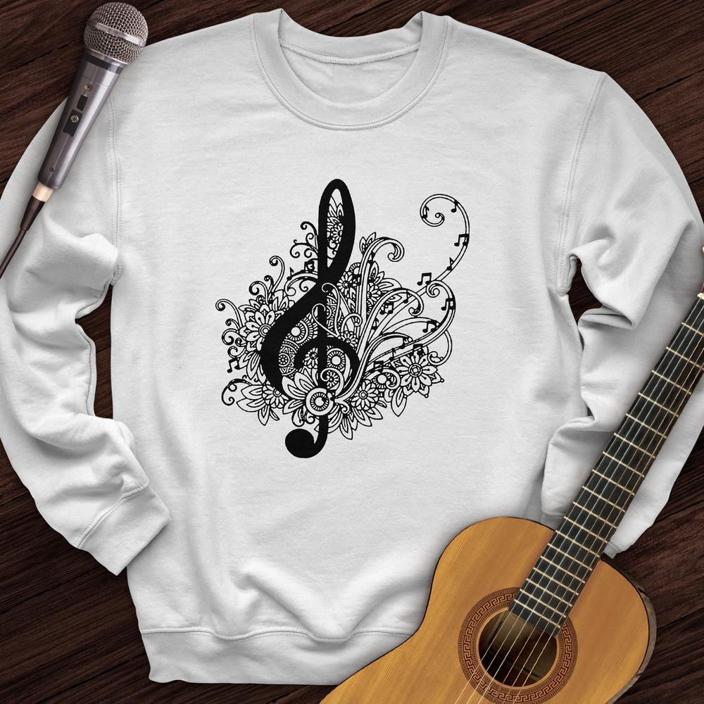 Printify Sweatshirt White / S Mandala Music Note Crewneck