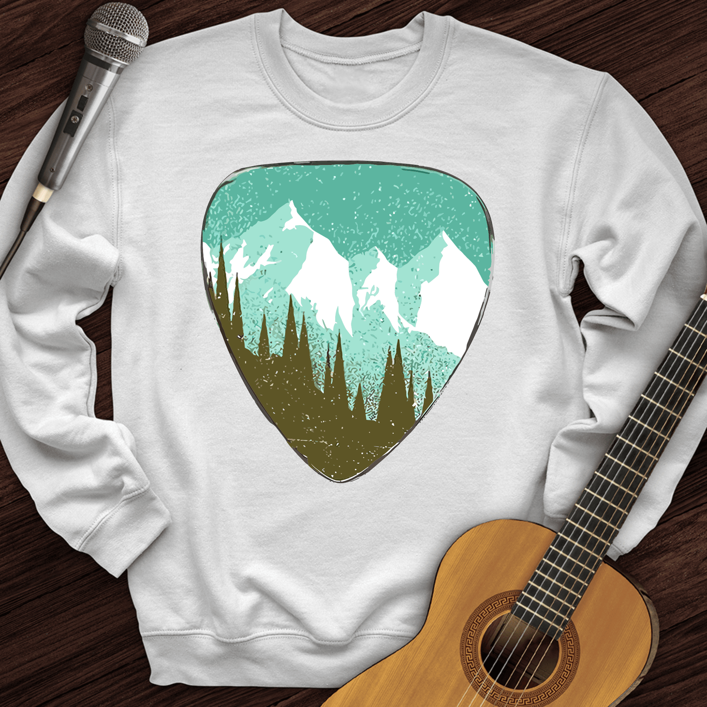 Printify Sweatshirt White / S Mountain Guitar Pick Crewneck