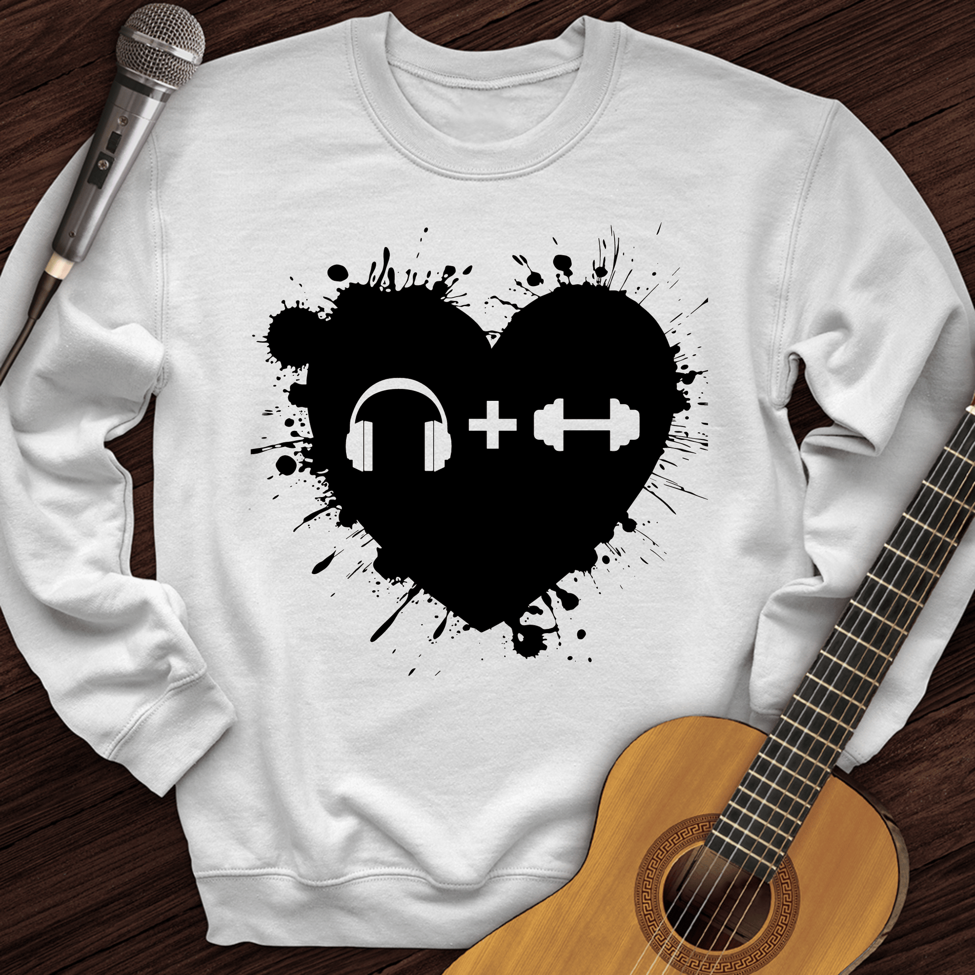 Printify Sweatshirt White / S Music And Exercise Crewneck