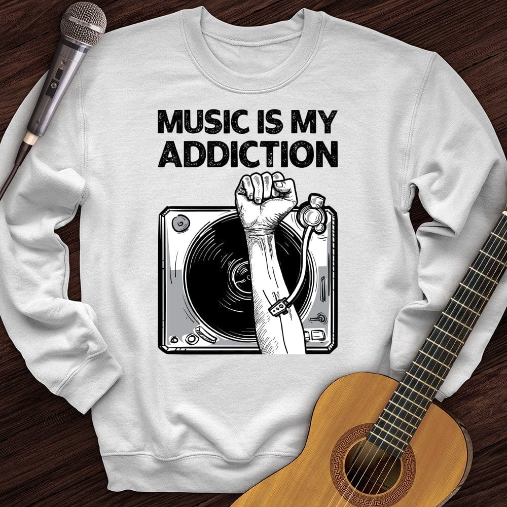 Printify Sweatshirt White / S Music Is My Addiction Crewneck