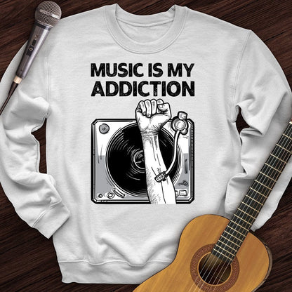 Printify Sweatshirt White / S Music Is My Addiction Crewneck