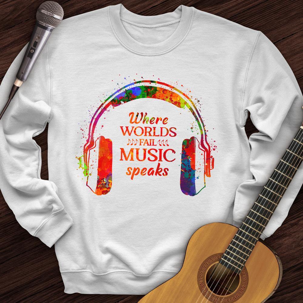 Printify Sweatshirt White / S Music Speaks Crewneck