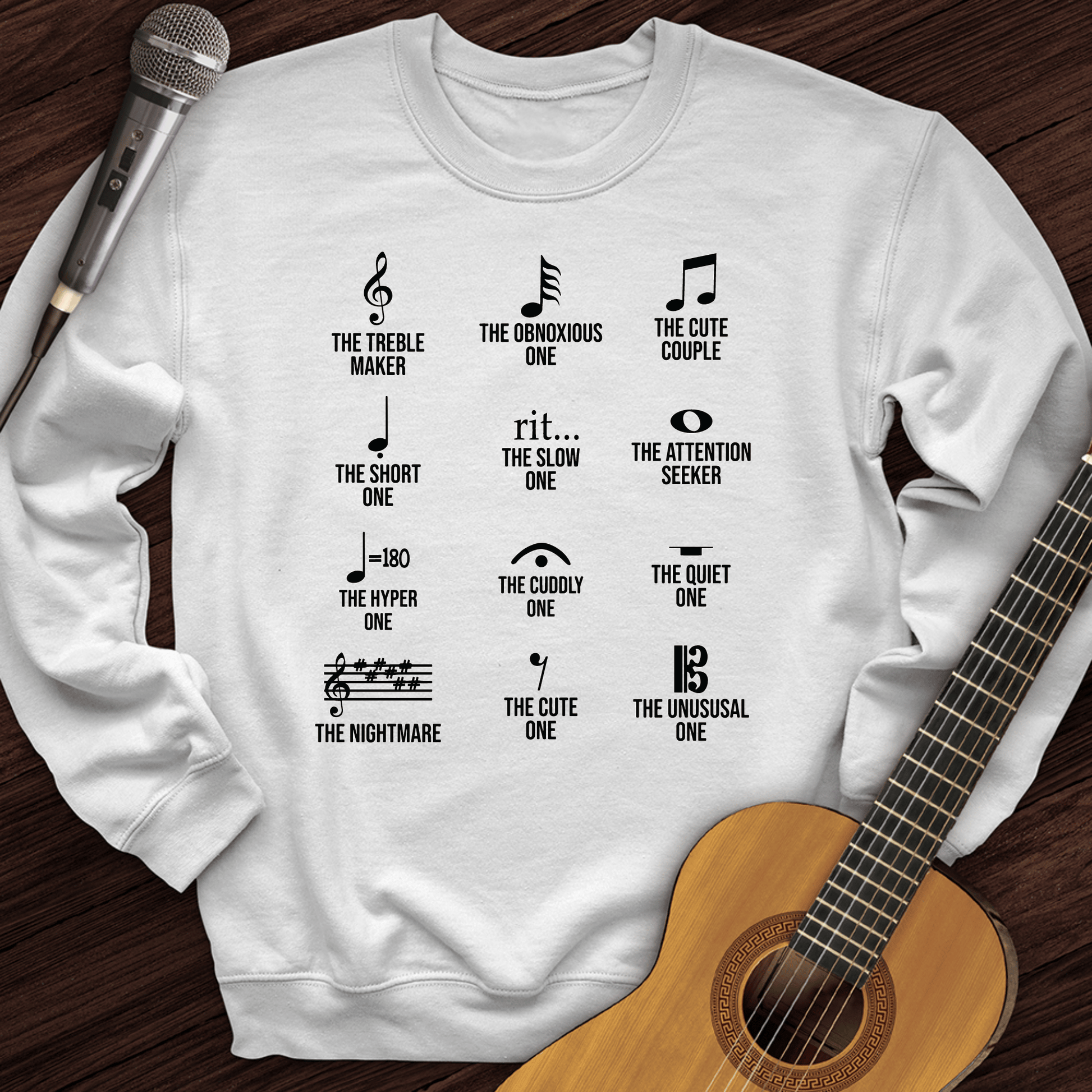 Printify Sweatshirt White / S Musical Symbol Crewneck