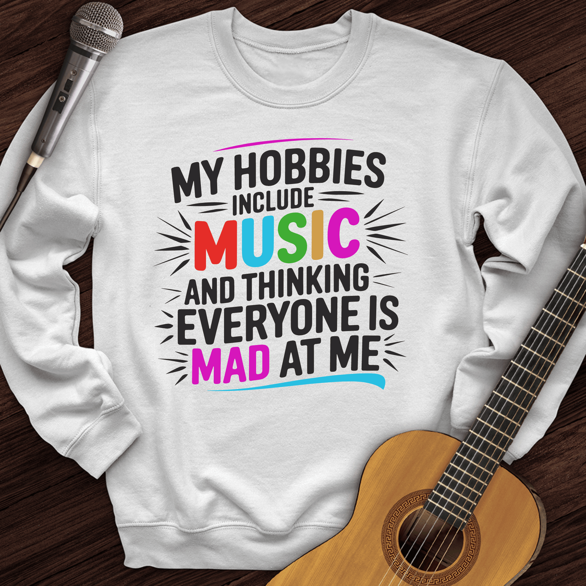Printify Sweatshirt White / S My Hobbies Include Music Crewneck
