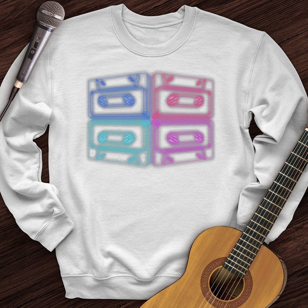 Printify Sweatshirt White / S Neon Tapes Crewneck