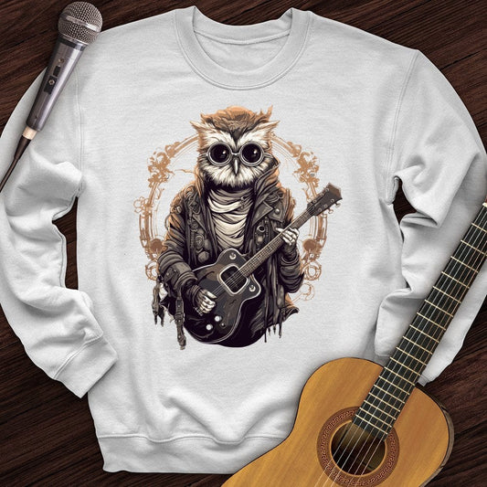 Printify Sweatshirt White / S Owl Playing Guitar Crewneck