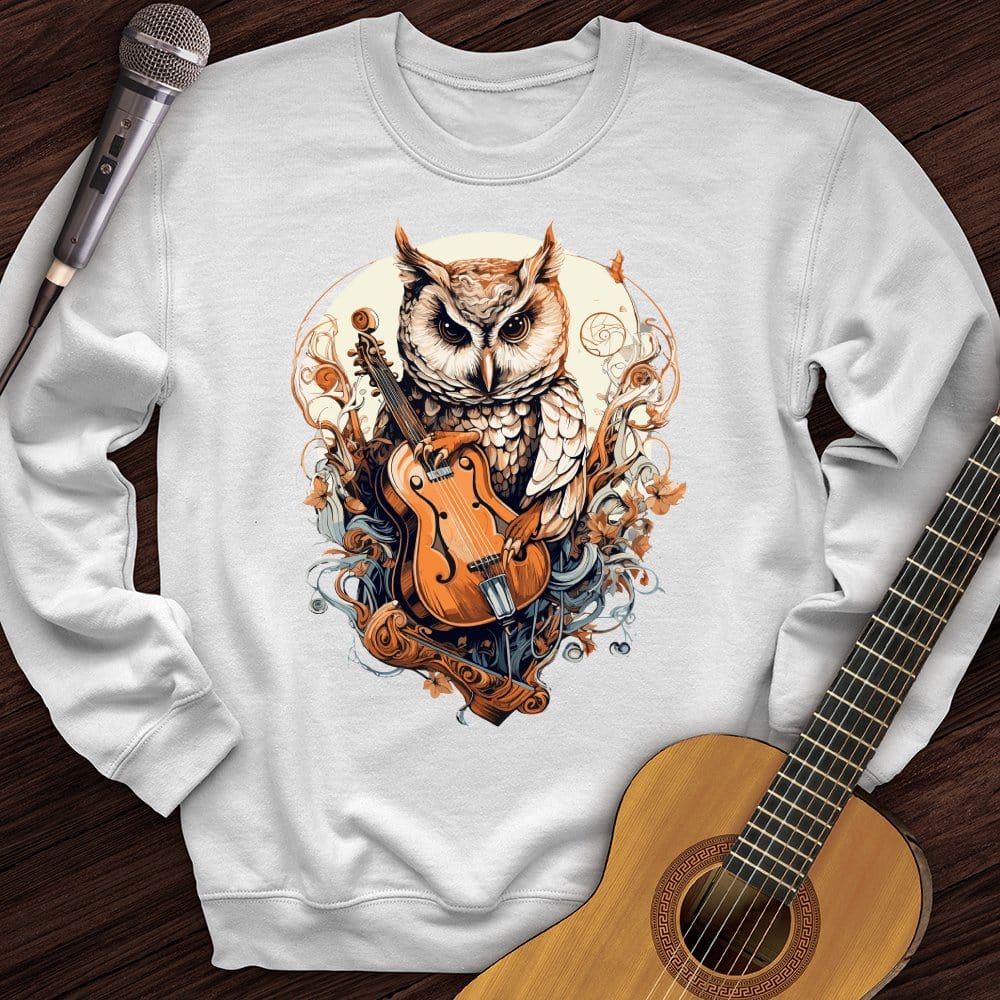 Printify Sweatshirt White / S Owl Violin Crewneck