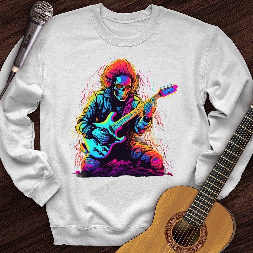 Printify Sweatshirt White / S Pastel Skeleton Guitar Crewneck