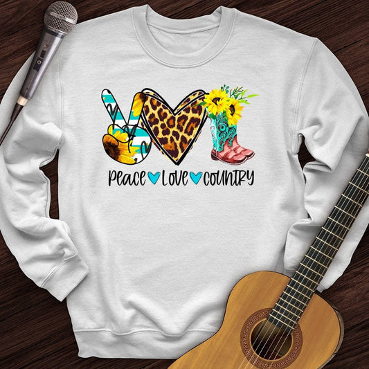Printify Sweatshirt White / S Peace, Love, Country Crewneck