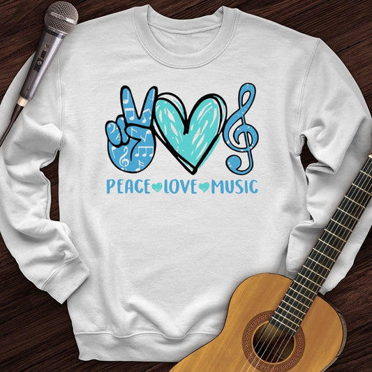 Printify Sweatshirt White / S Peace, Love, Music Crewneck