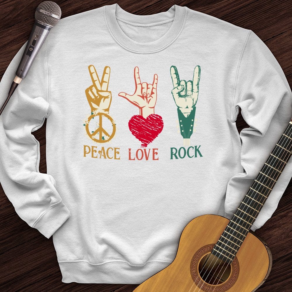 Printify Sweatshirt White / S Peace, Love, Rock Crewneck