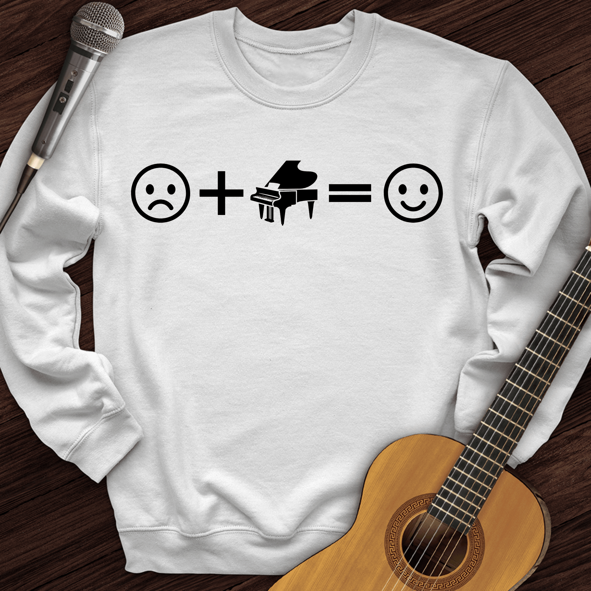 Printify Sweatshirt White / S Piano Makes Me Happy Crewneck