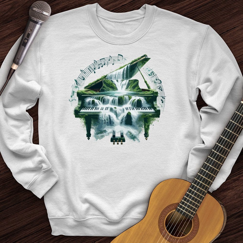 Printify Sweatshirt White / S Piano Waterfall Crewneck