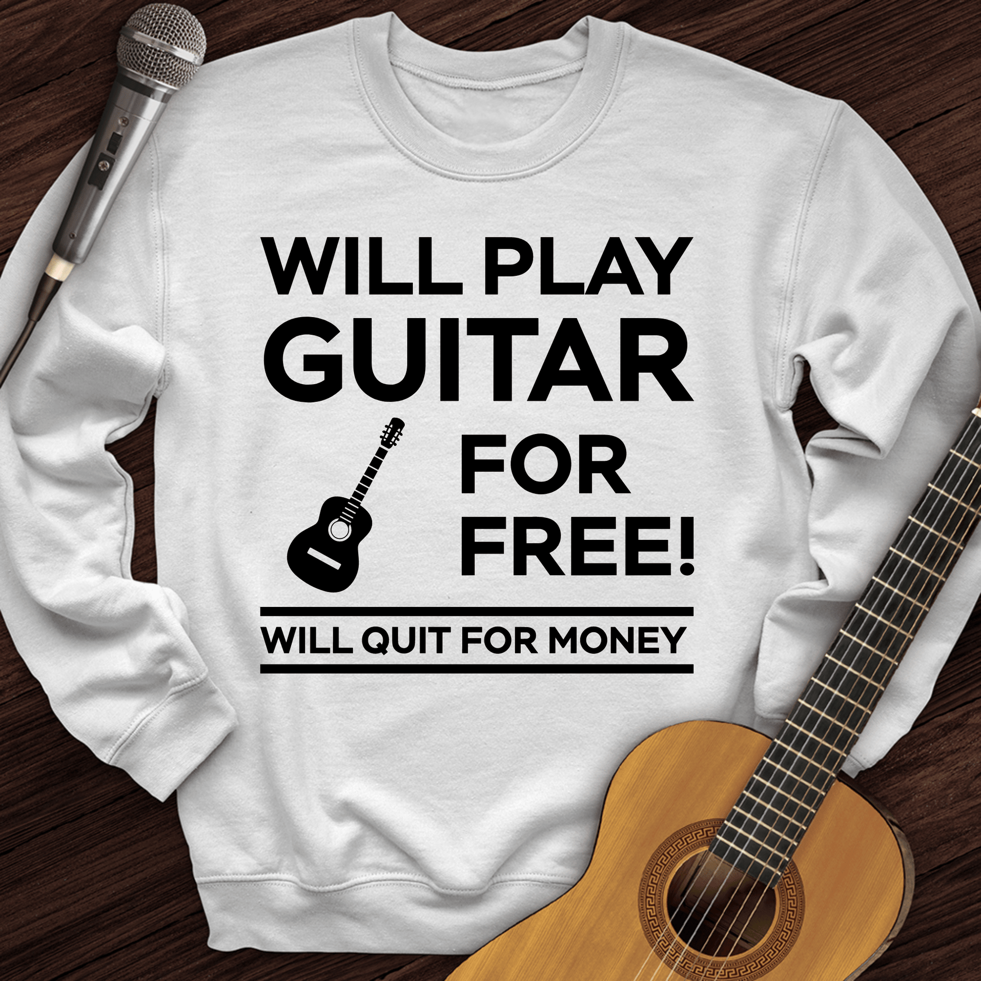 Printify Sweatshirt White / S Play Guitar For Free Crewneck