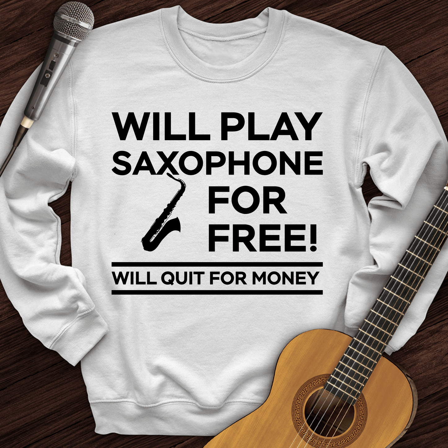 Printify Sweatshirt White / S Play Saxophone For Free Crewneck