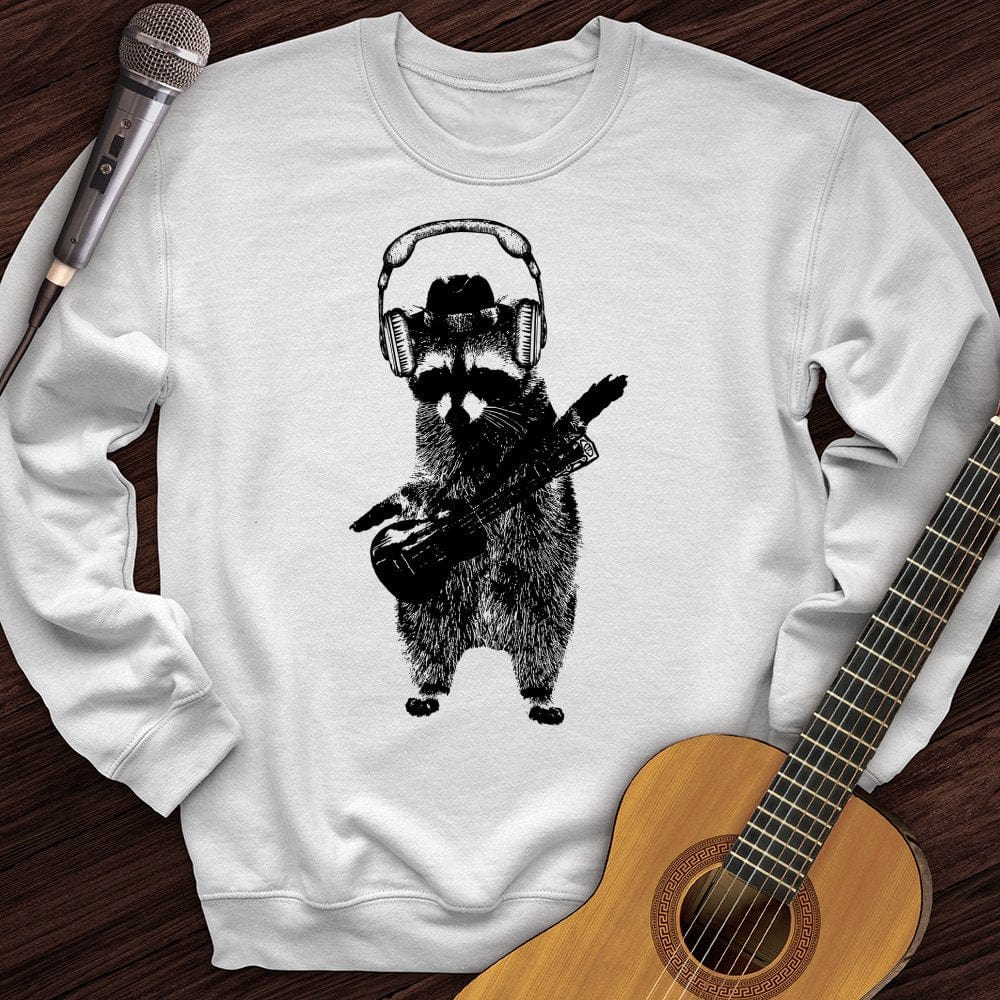 Printify Sweatshirt White / S Racoon Rocker Crewneck