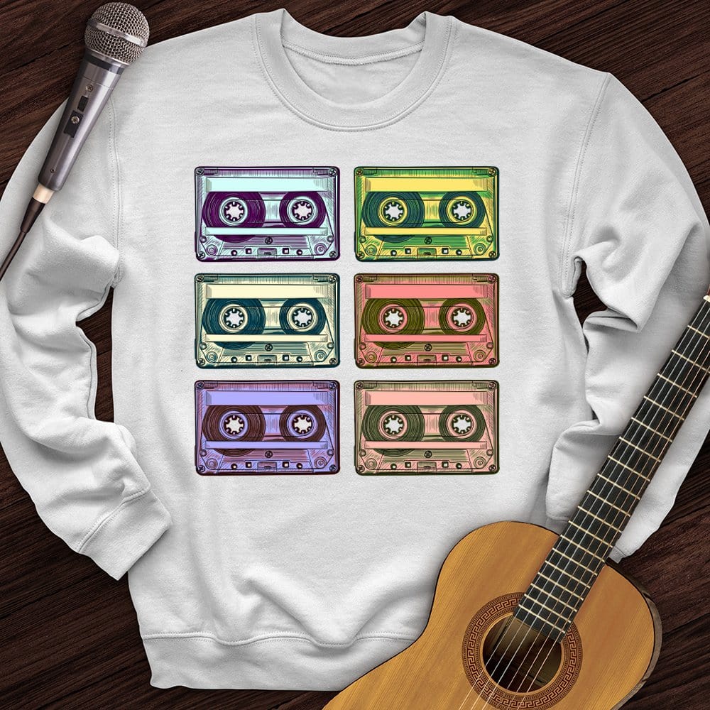 Printify Sweatshirt White / S Retro Rock Tapes Crewneck