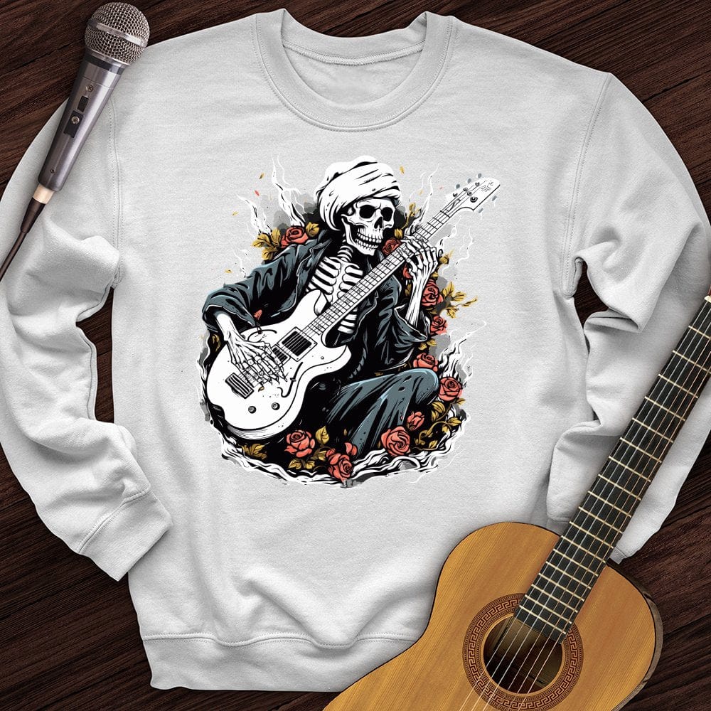 Printify Sweatshirt White / S Skeleton Playing Music Crewneck