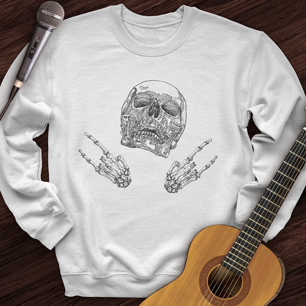 Printify Sweatshirt White / S Skeleton Rock On Crewneck