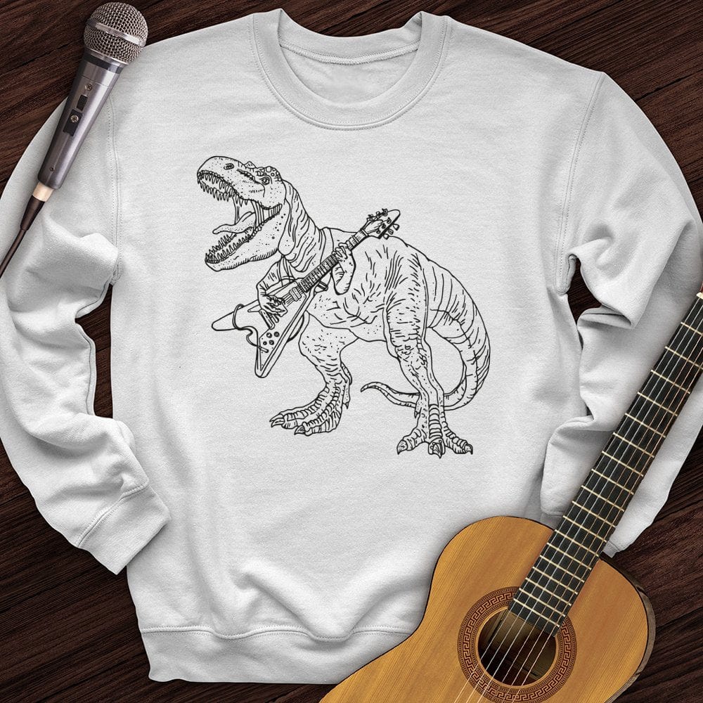 Printify Sweatshirt White / S T-Rex Playing Guitar Crewneck