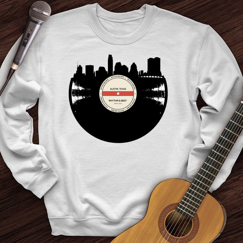 Printify Sweatshirt White / S Vinyl Skyline Austin Crewneck