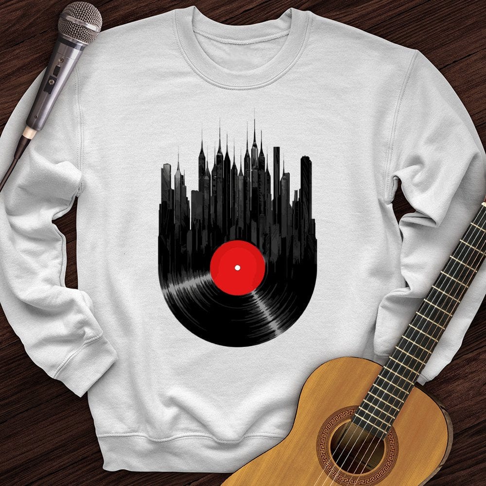 Printify Sweatshirt White / S Vinyl Skyline Crewneck