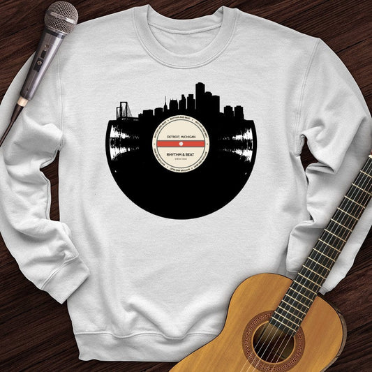Printify Sweatshirt White / S Vinyl Skyline Detroit Crewneck