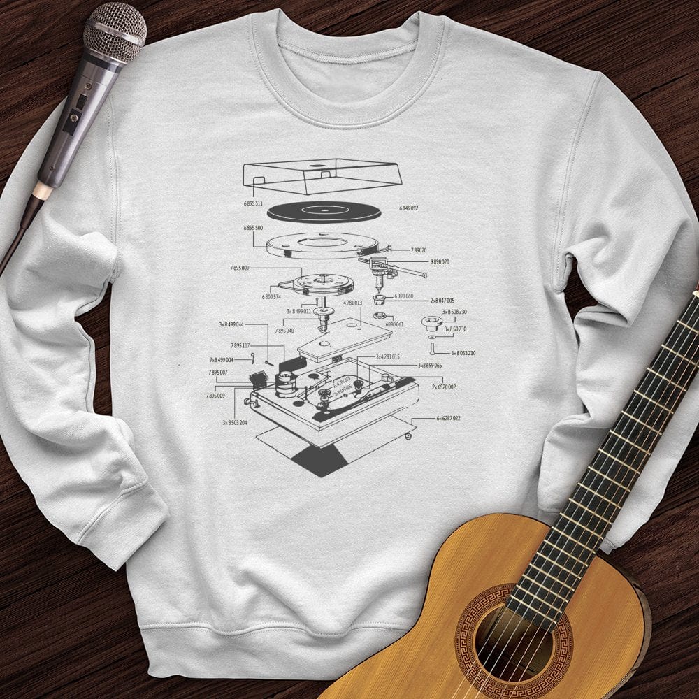 Printify Sweatshirt White / S Vinyl Turntable Diagram Crewneck