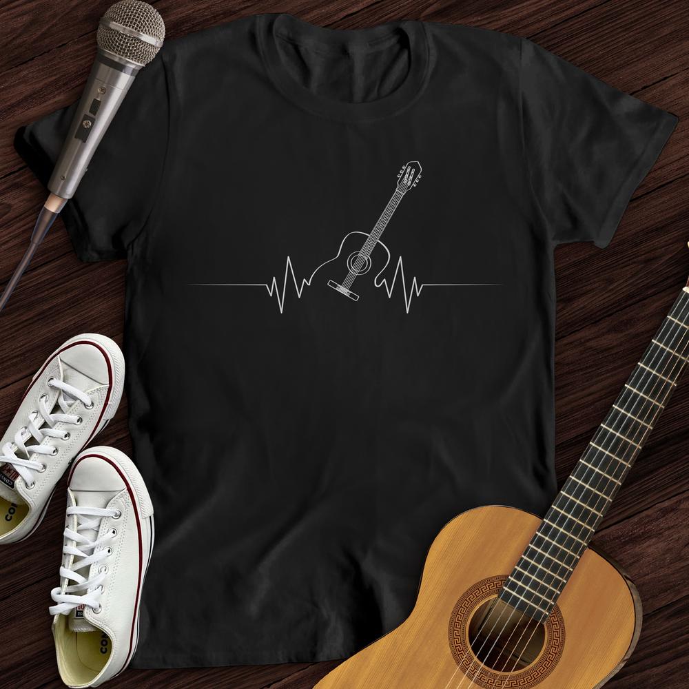 Printify T-Shirt Black / S Acoustic Guitar Heart Beat T-Shirt