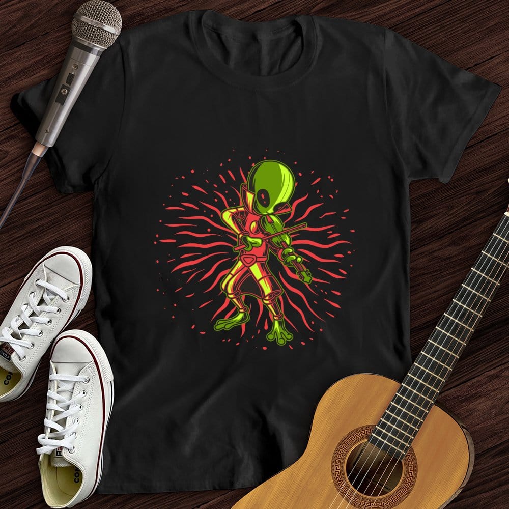 Printify T-Shirt Black / S Alien Playing Violin T-Shirt