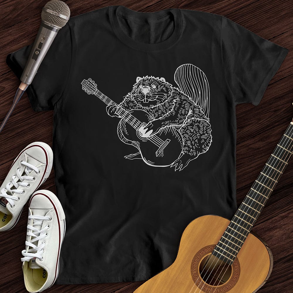 Printify T-Shirt Black / S Beaver Guitar T-Shirt