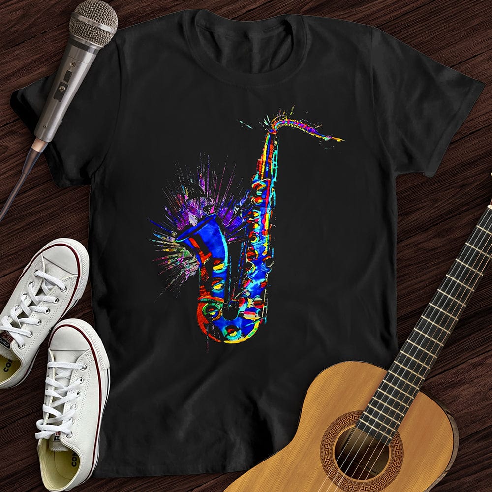 Printify T-Shirt Black / S Blue Jazz Sax T-Shirt