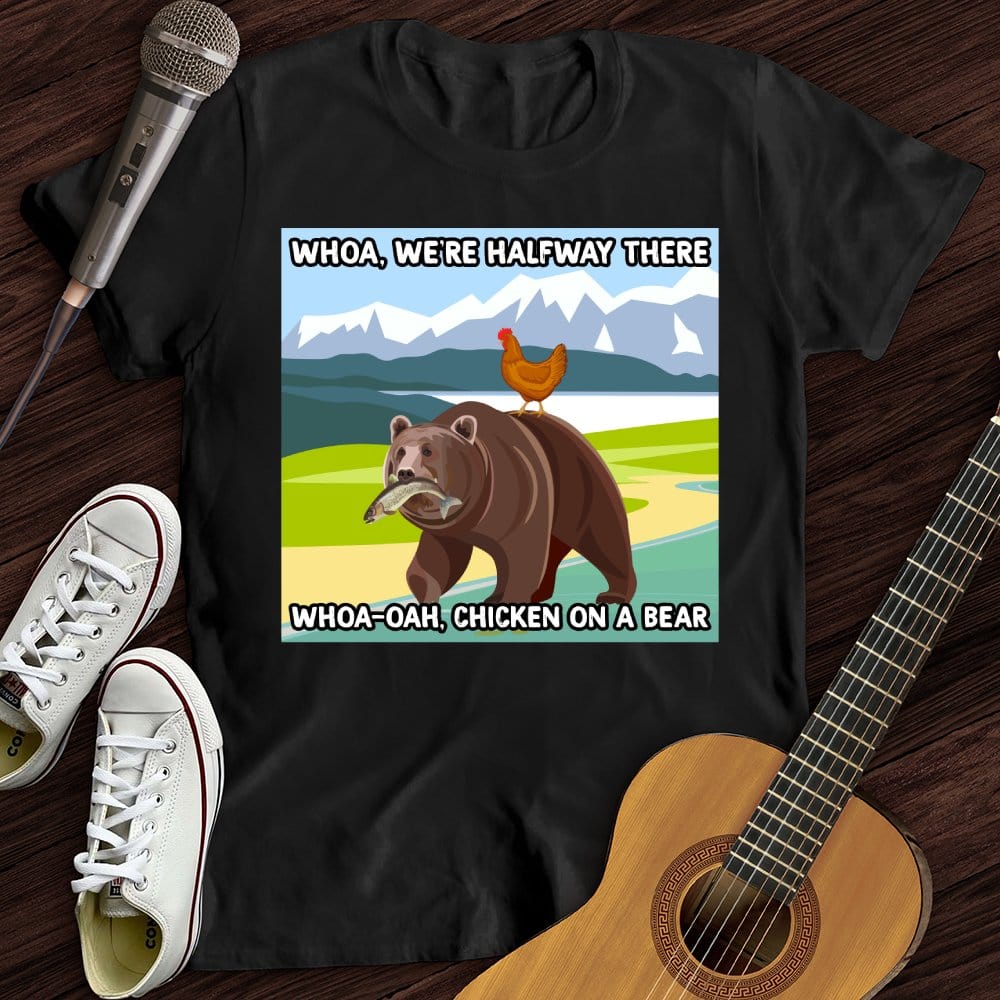 Printify T-Shirt Black / S Chicken On A Bear T-Shirt