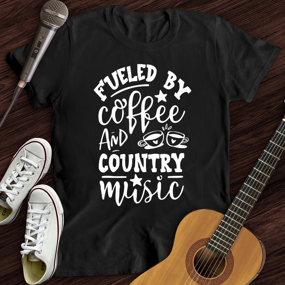 Printify T-Shirt Black / S Coffee and Country Music T-Shirt
