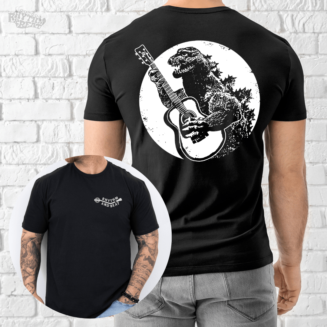 Printify T-Shirt Black / S Dino Guitar T-Shirt