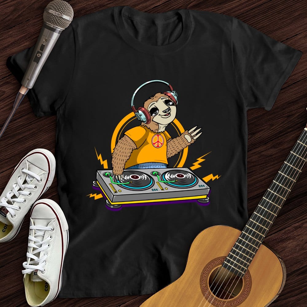 Printify T-Shirt Black / S DJ Sloth T-Shirt
