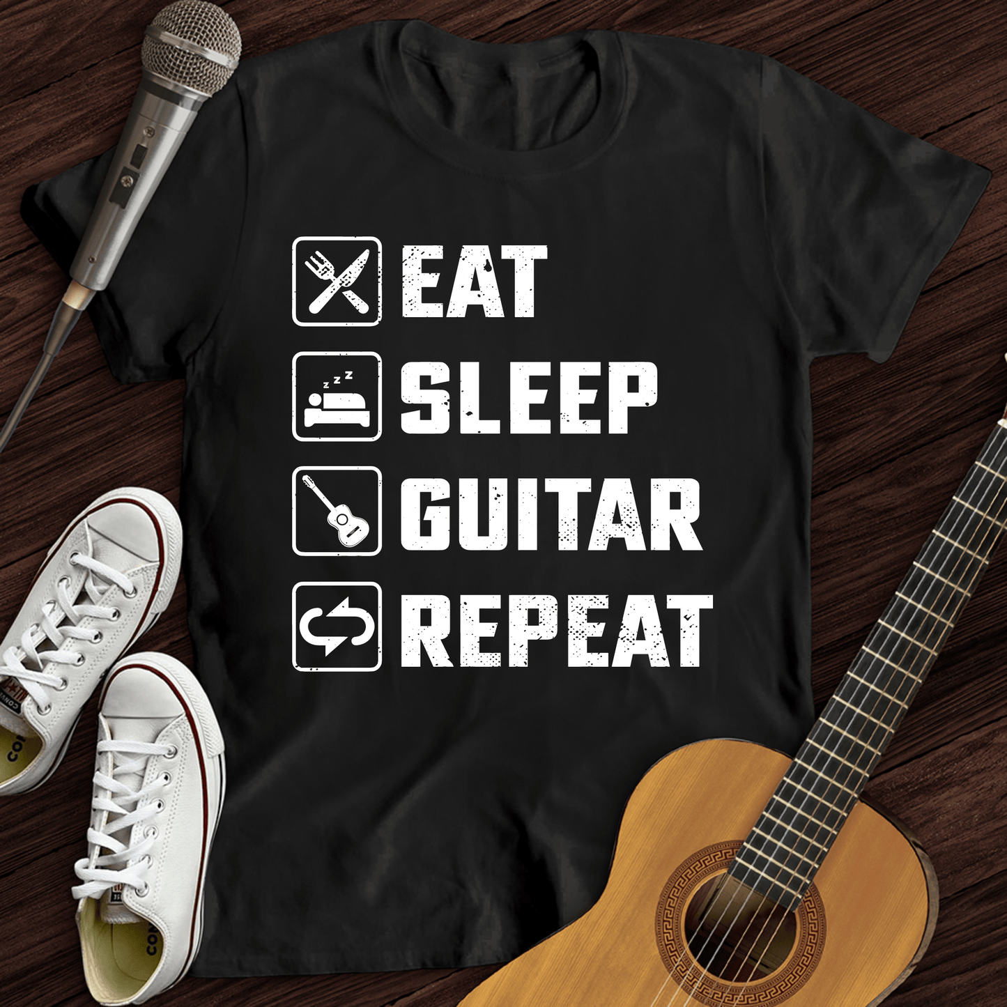 Printify T-Shirt Black / S Eat, Sleep, Guitar, Repeat T-Shirt