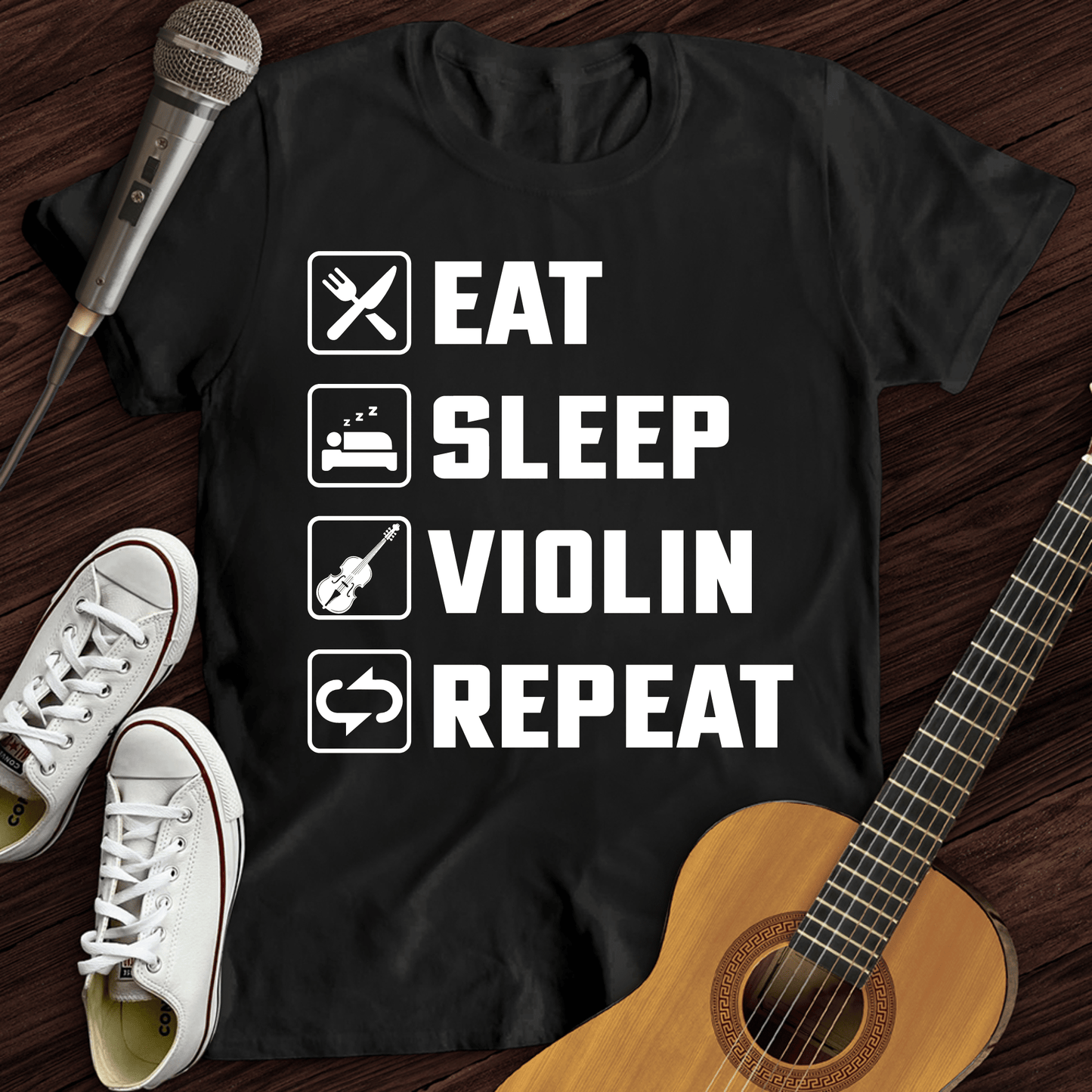 Printify T-Shirt Black / S Eat, Sleep, Violin, Repeat T-Shirt