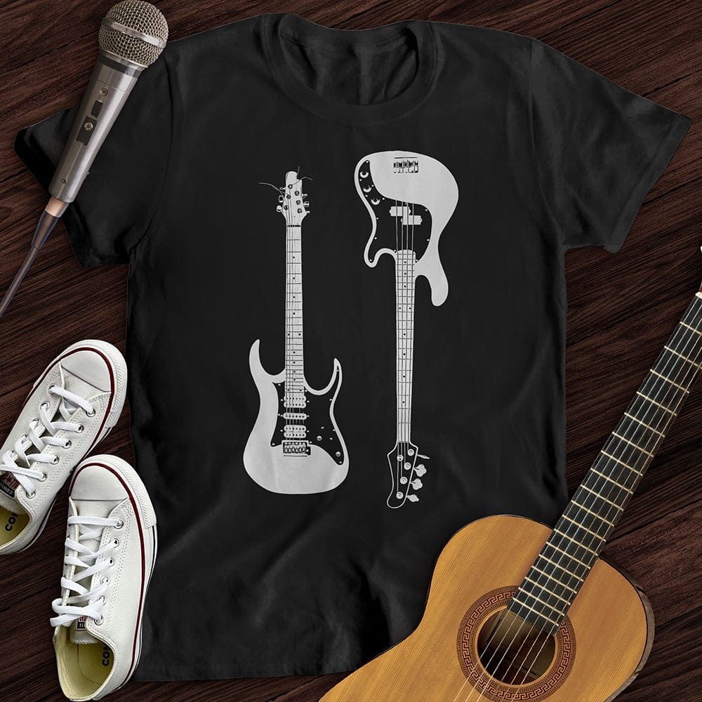 Printify T-Shirt Black / S Electric and Bass Guitar T-Shirt