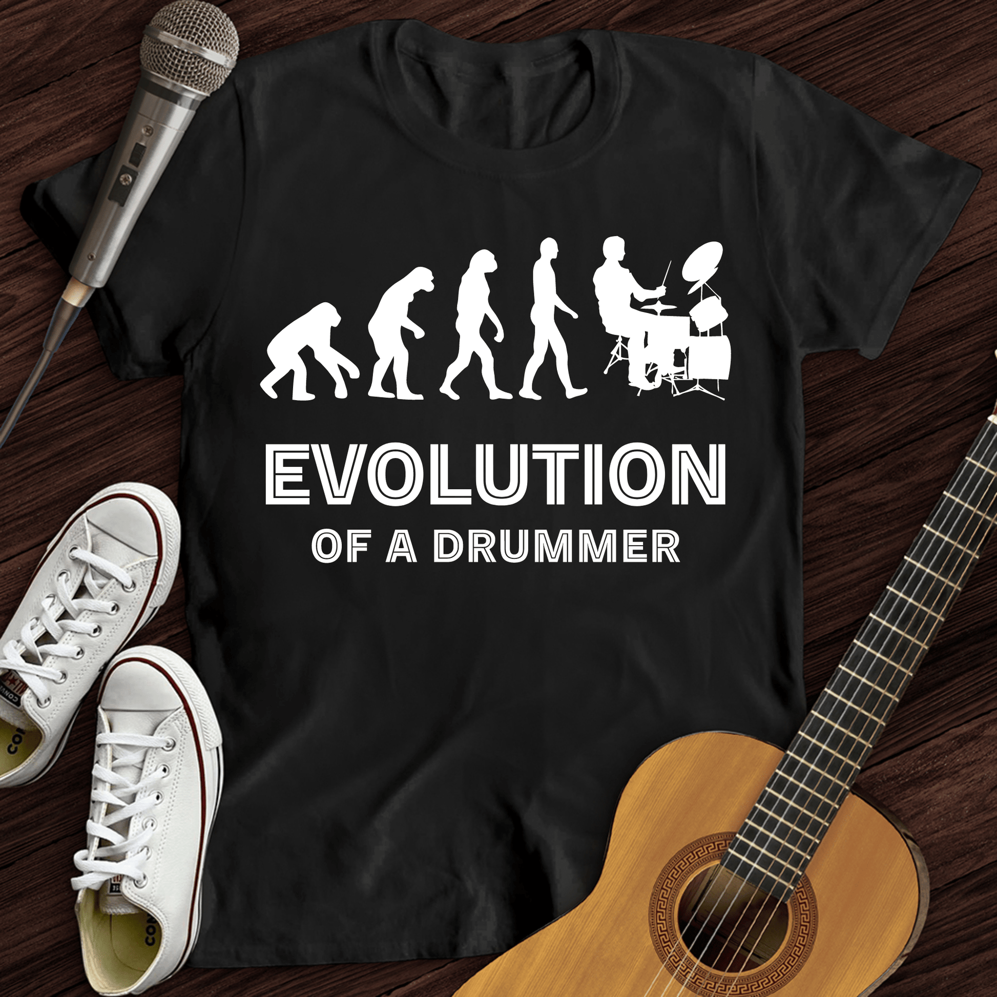 Printify T-Shirt Black / S Evolution Of A Drummer T-Shirt