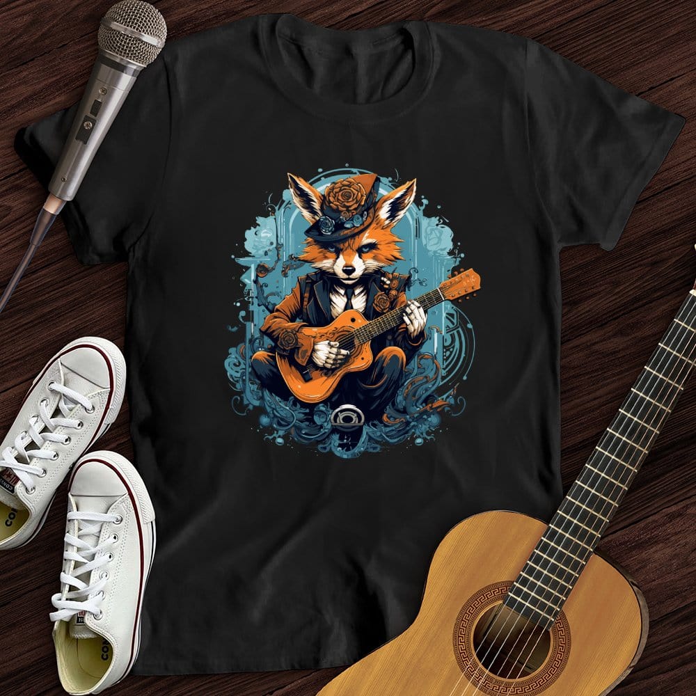 Printify T-Shirt Black / S Fox Playing Guitar T-Shirt