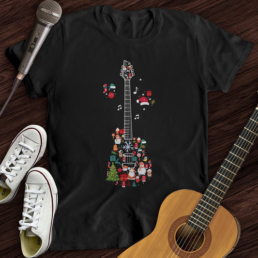 Printify T-Shirt Black / S Guitar Christmas T-Shirt