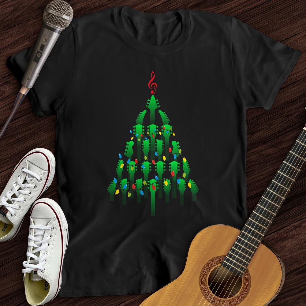 Printify T-Shirt Black / S Guitar Christmas Tree T-Shirt