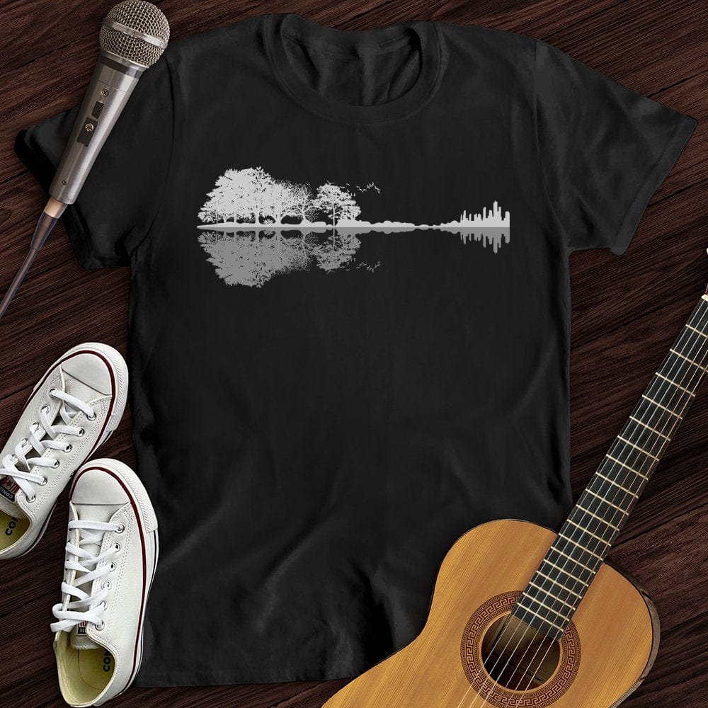 Printify T-Shirt Black / S Guitar Reflection T-Shirt