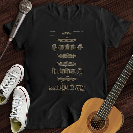 Printify T-Shirt Black / S Harmonica Patent T-Shirt